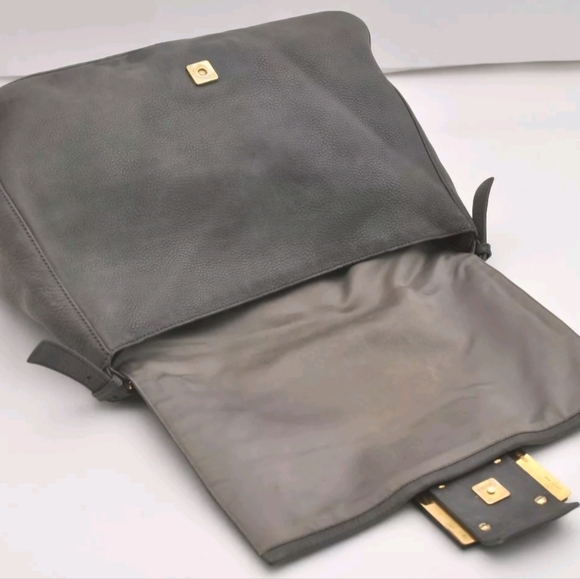 Fendi Mama baguette.  Grey nubuck with slight metallic and lucite hardware. - Picture 14 of 16